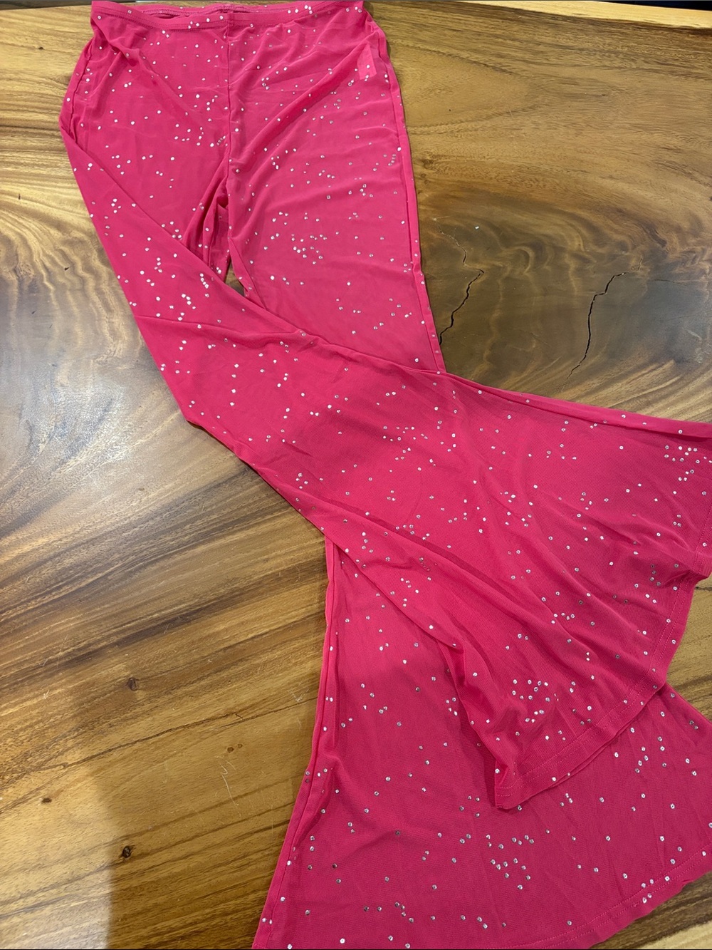 Bright Pink Sequin Bell-Bottom Pants